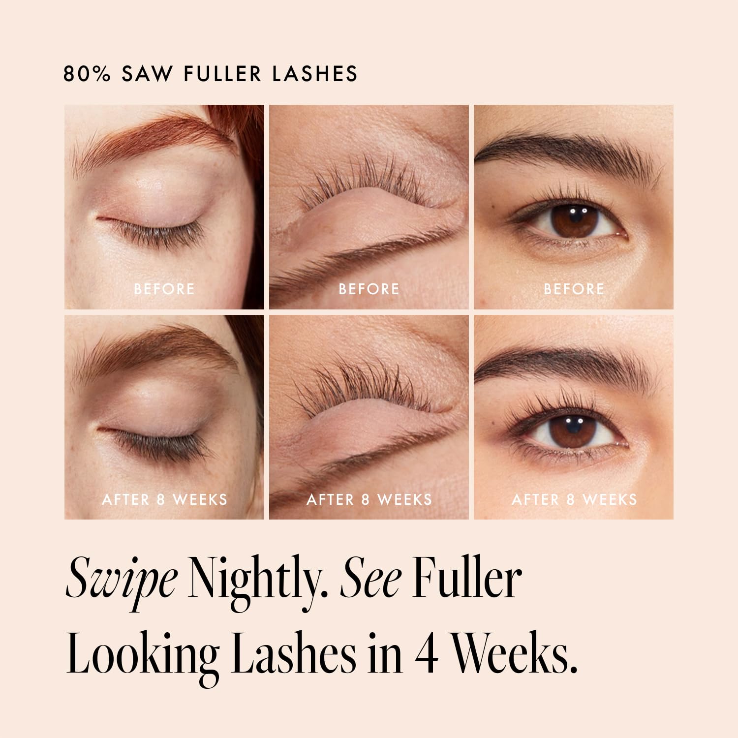 Borboleta Eyelash Enhancer three month supply bottle showing the applicator brush.