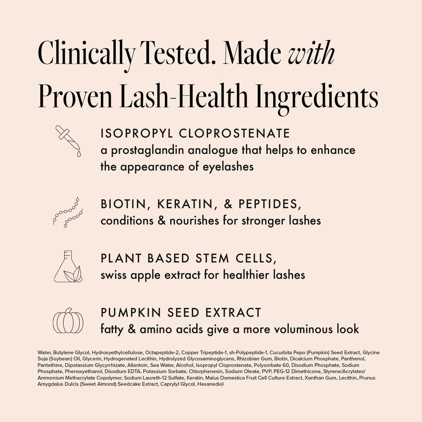 Close up of the clear liquid brush tip of the long lash treatment.