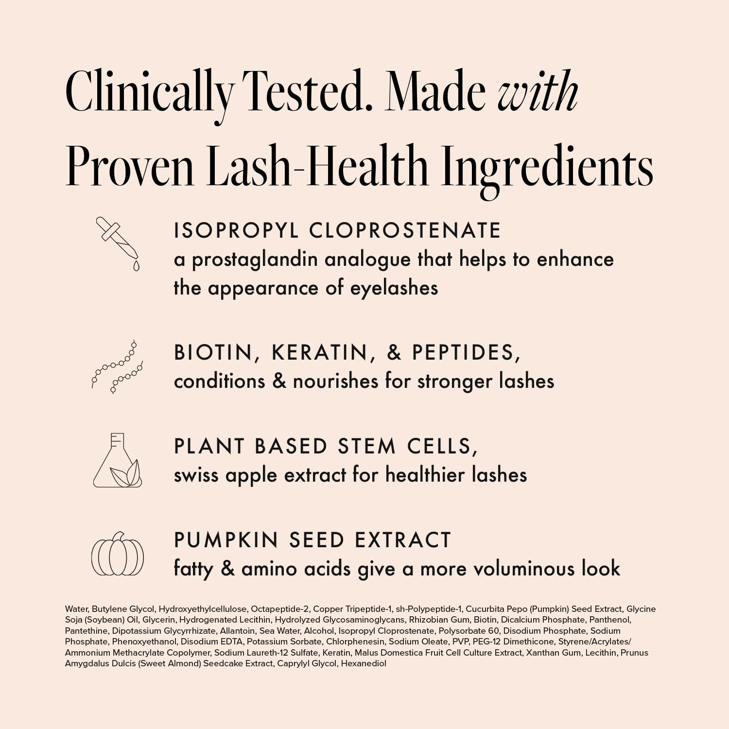 Close up of the clear liquid brush tip of the long lash treatment.