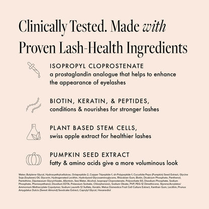 Close up of the clear liquid brush tip of the long lash treatment.