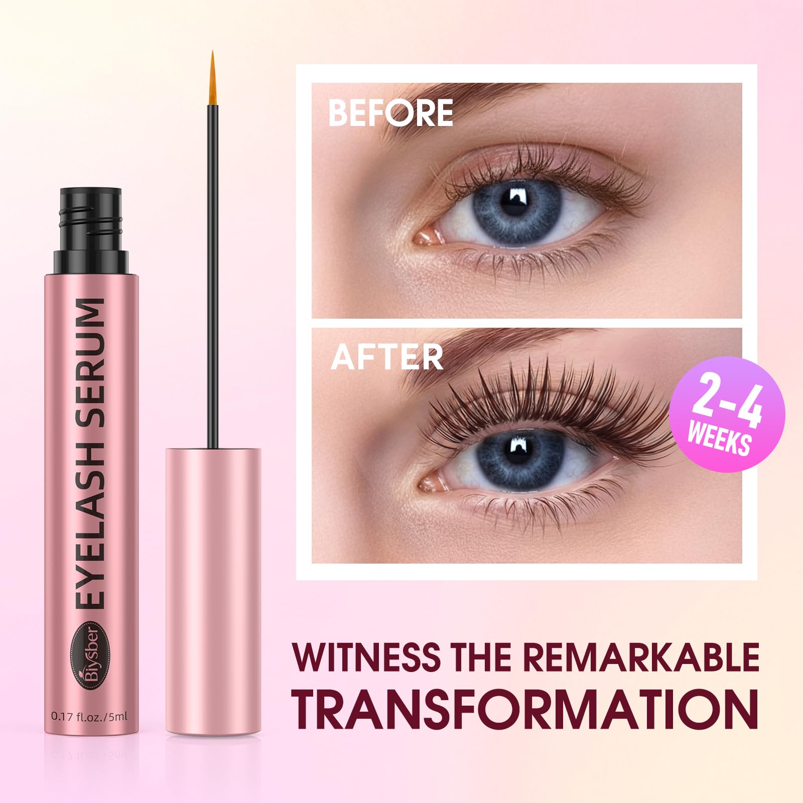 Advanced eyelash growth enhancer applicator brush showing precise serum delivery