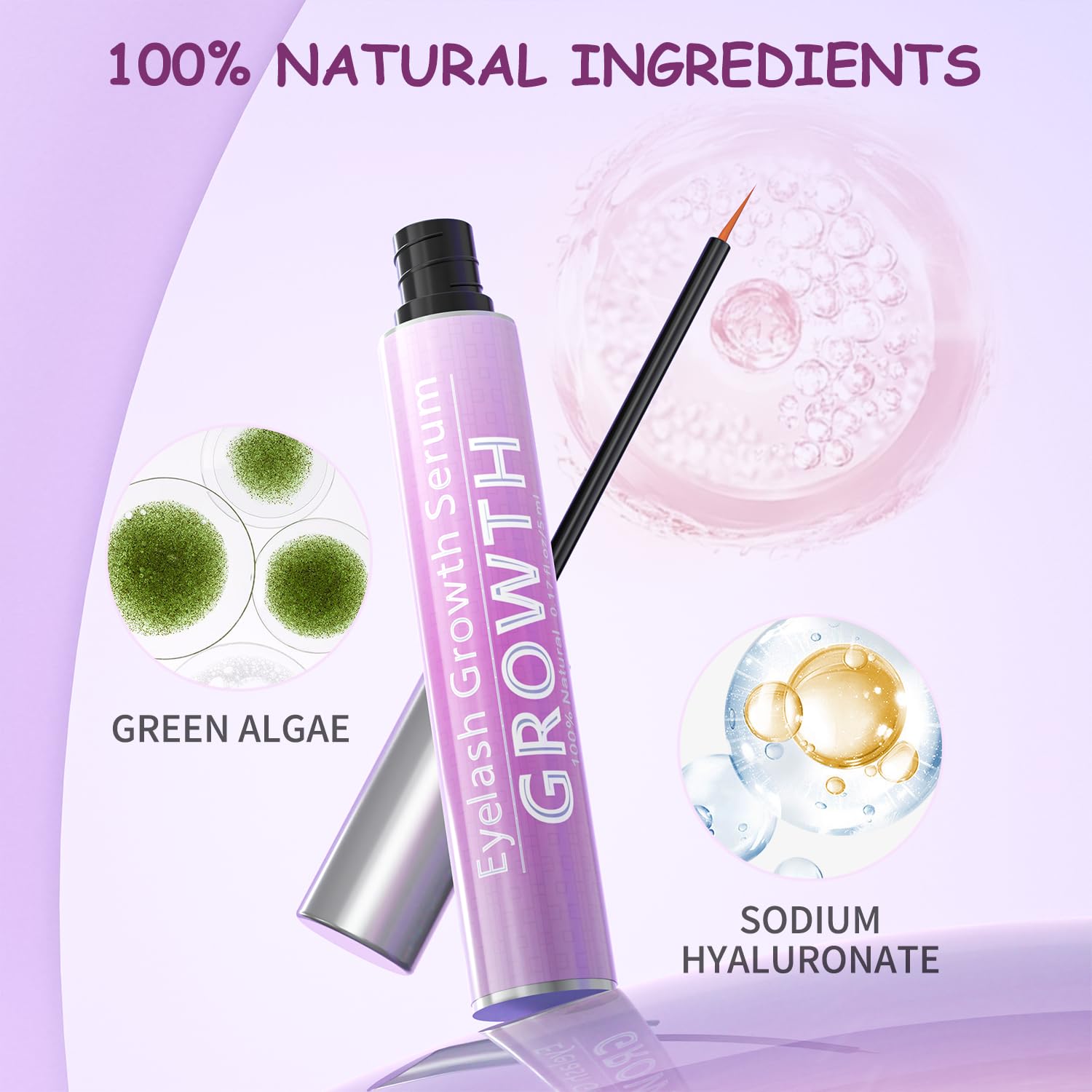 Advanced vegan lash enhancing serum 5ml tube showing the fine precision applicator brush.