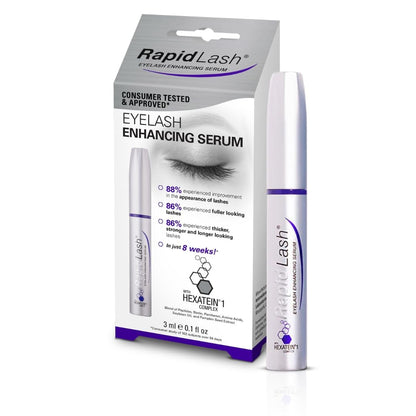 RapidLash Hexatein 1 Complex lash serum packaging box detailing the conditioning benefits