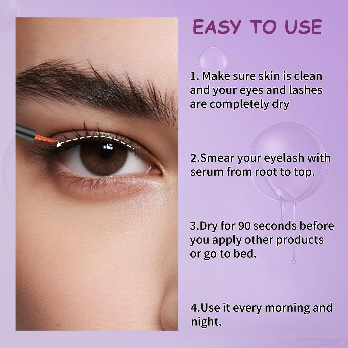 Tinclen eyelash enhancer product display highlighting the natural botanical ingredients like oat extract.