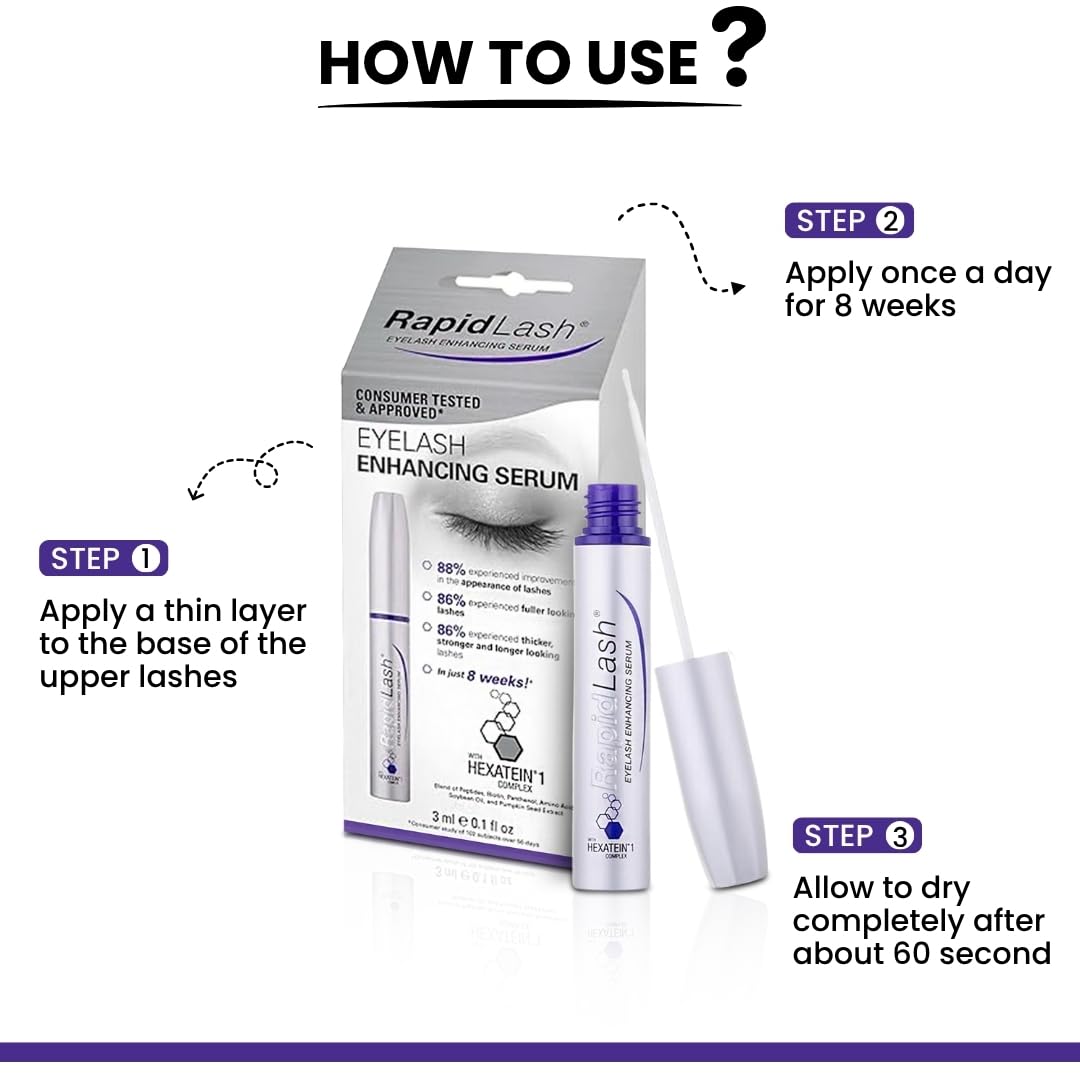 Back of the RapidLash packaging containing the official nightly usage instructions