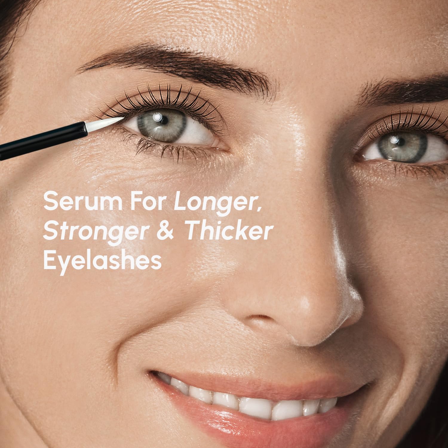 MAREE Lash and Brow Growth Serum applicator brush displaying clear formula