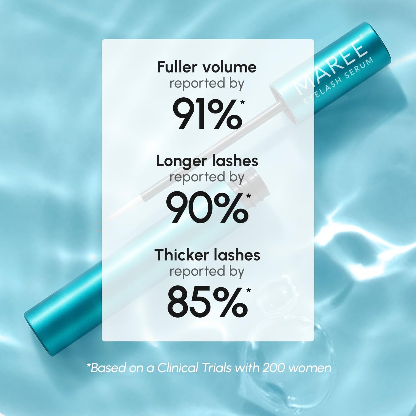 MAREE Hormone free lash enhancer showing fine tip applicator brush design
