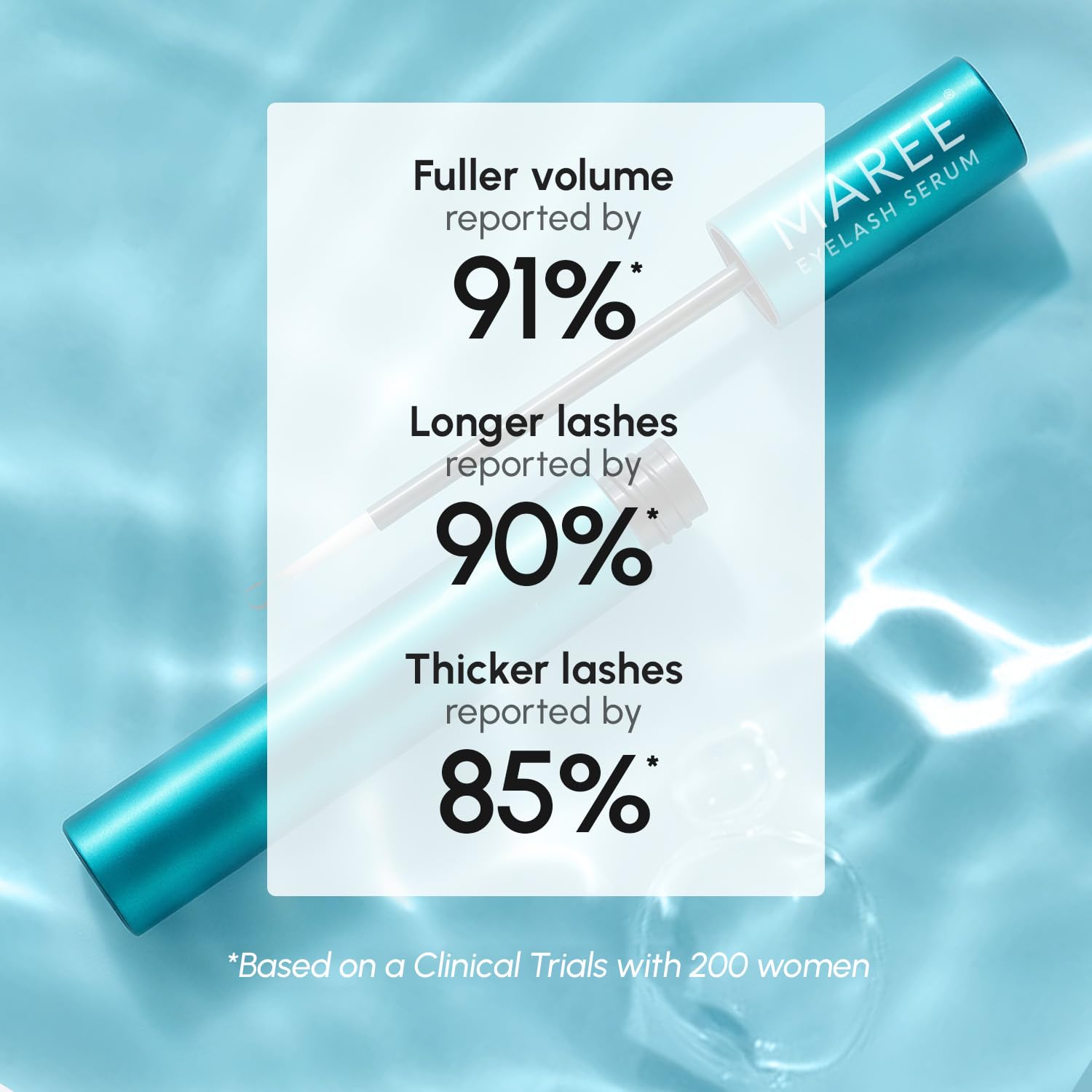 MAREE Hormone free lash enhancer showing fine tip applicator brush design