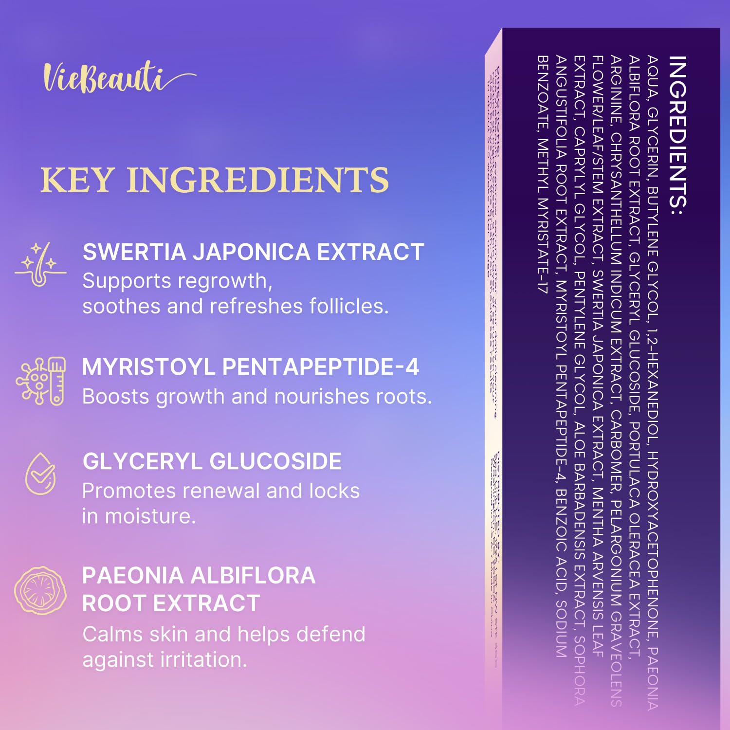 Side by side view of VieBeauti vegan lash serum bottle and outer protective carton