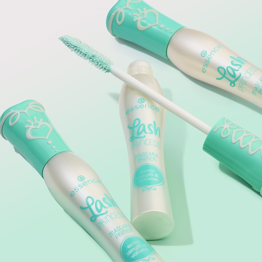 Cruelty free Essence lash boosting primer tube angle view on white background