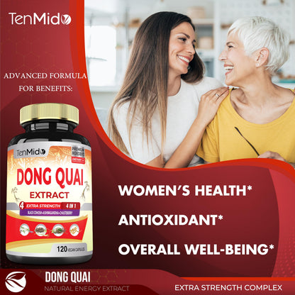 Tenmido Dong Quai bottle with supplement facts panel