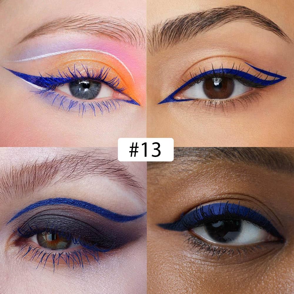 Evpct matte dark blue eyeliner stroke swatch on skin demonstration