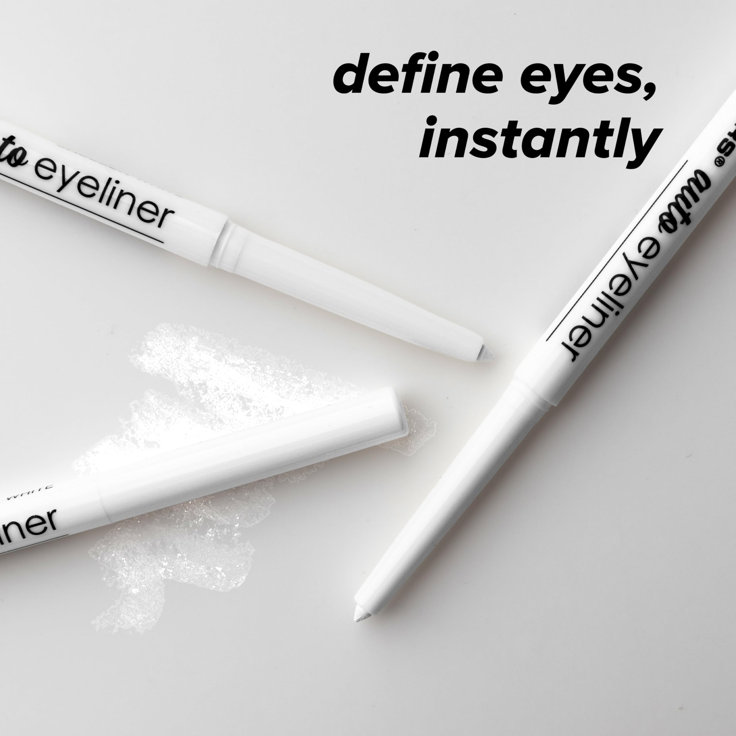 White eyeliner swatch showing pigmented color payoff