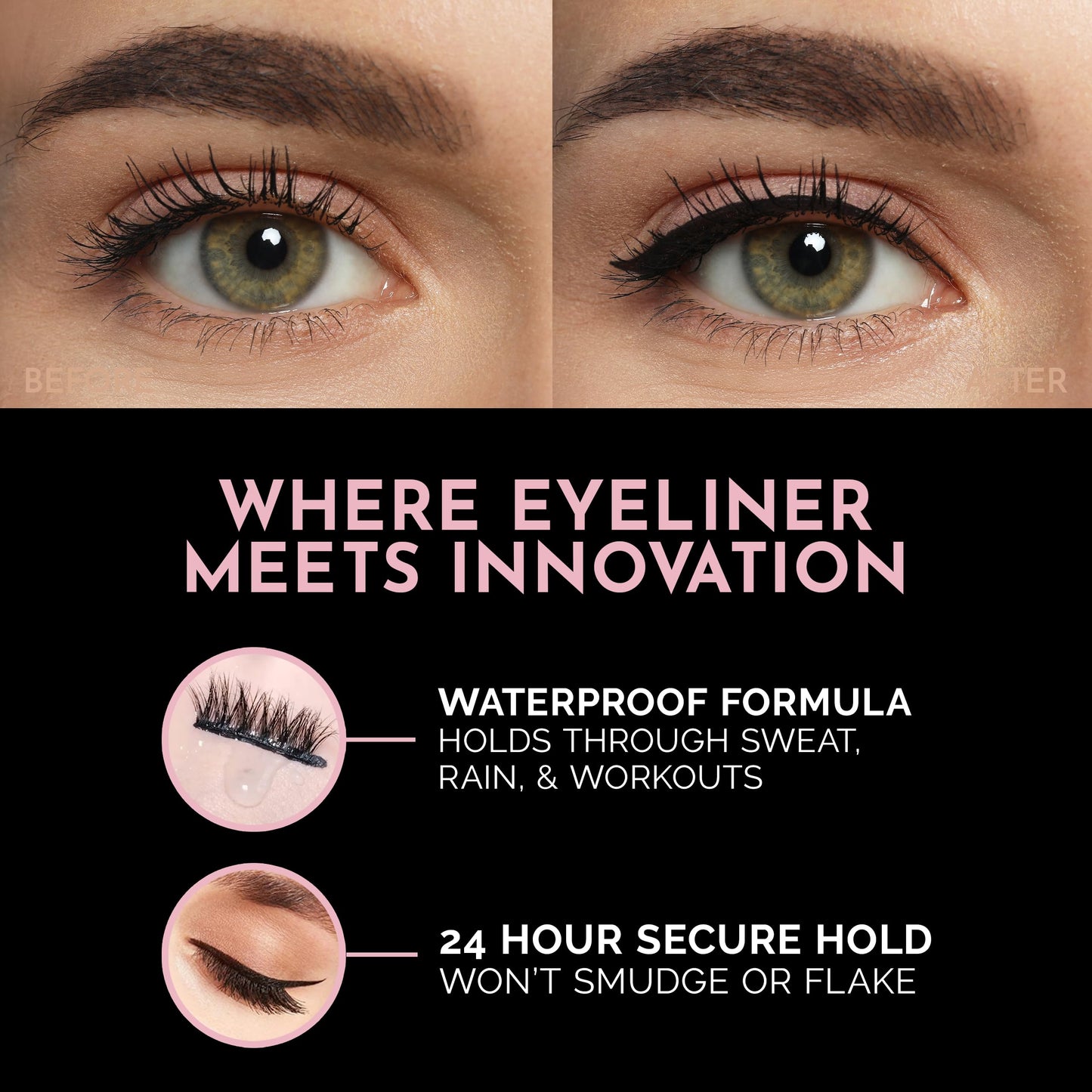 Luxillia magnetic eyeliner smudge-proof smudge test