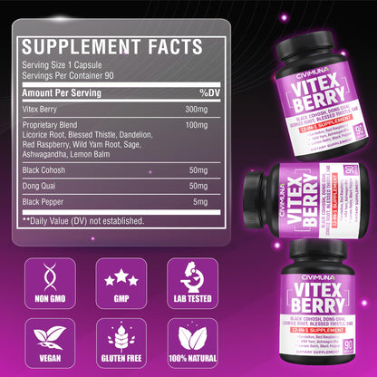 Civimuna Vitex Berry 12-in-1 formula ingredient label detail