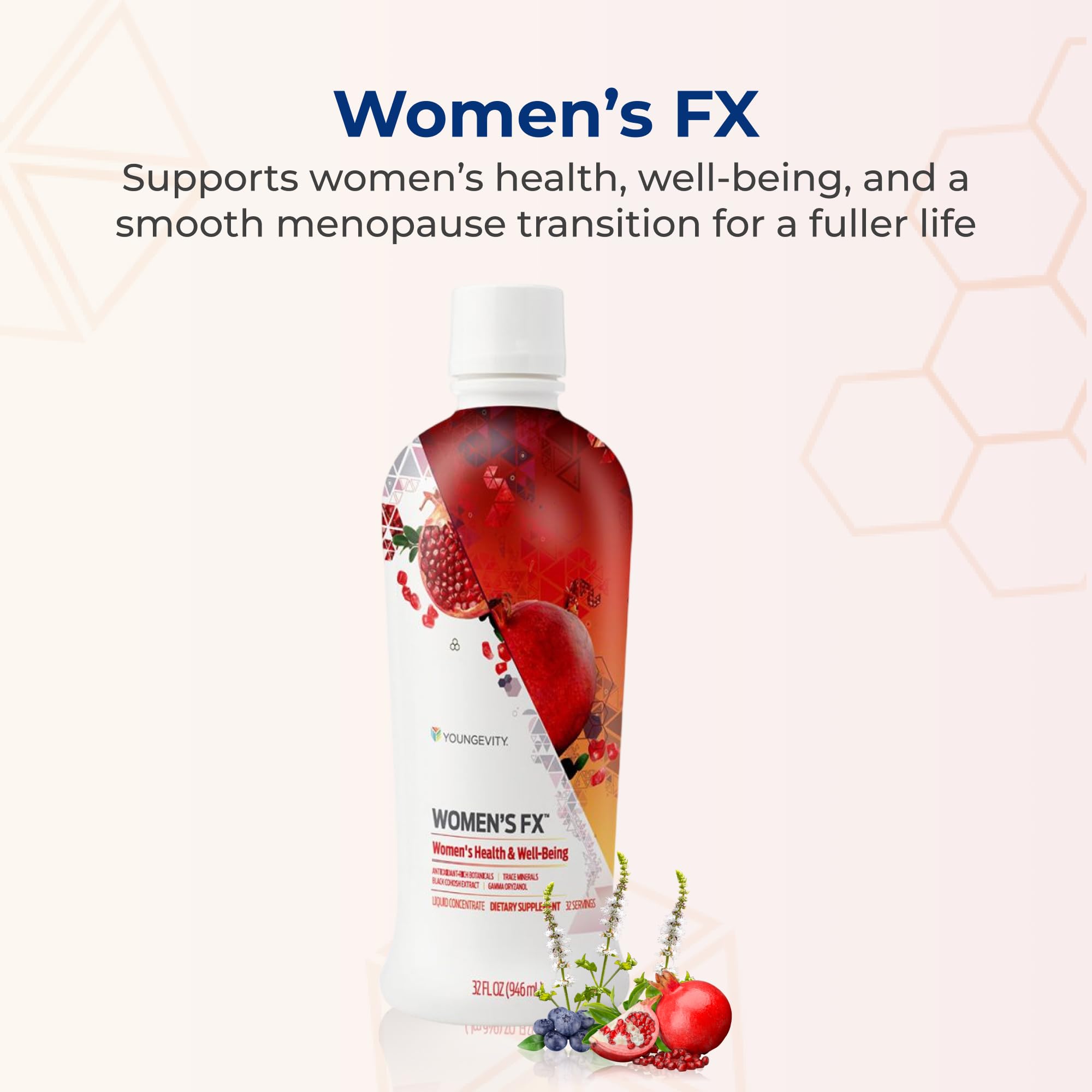 Close up of Youngevity Women's FX menopause supplement label