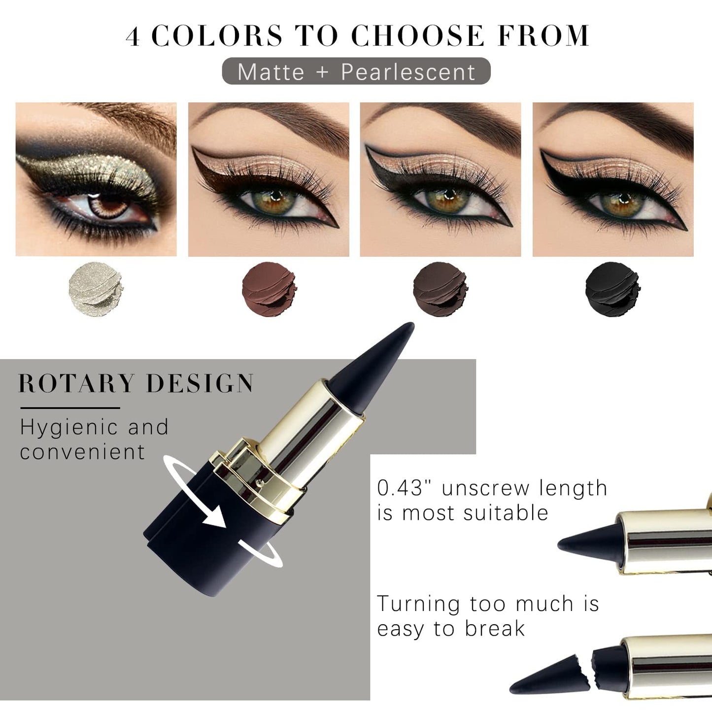 Miss Rose waterproof gel eyeliner pencils set