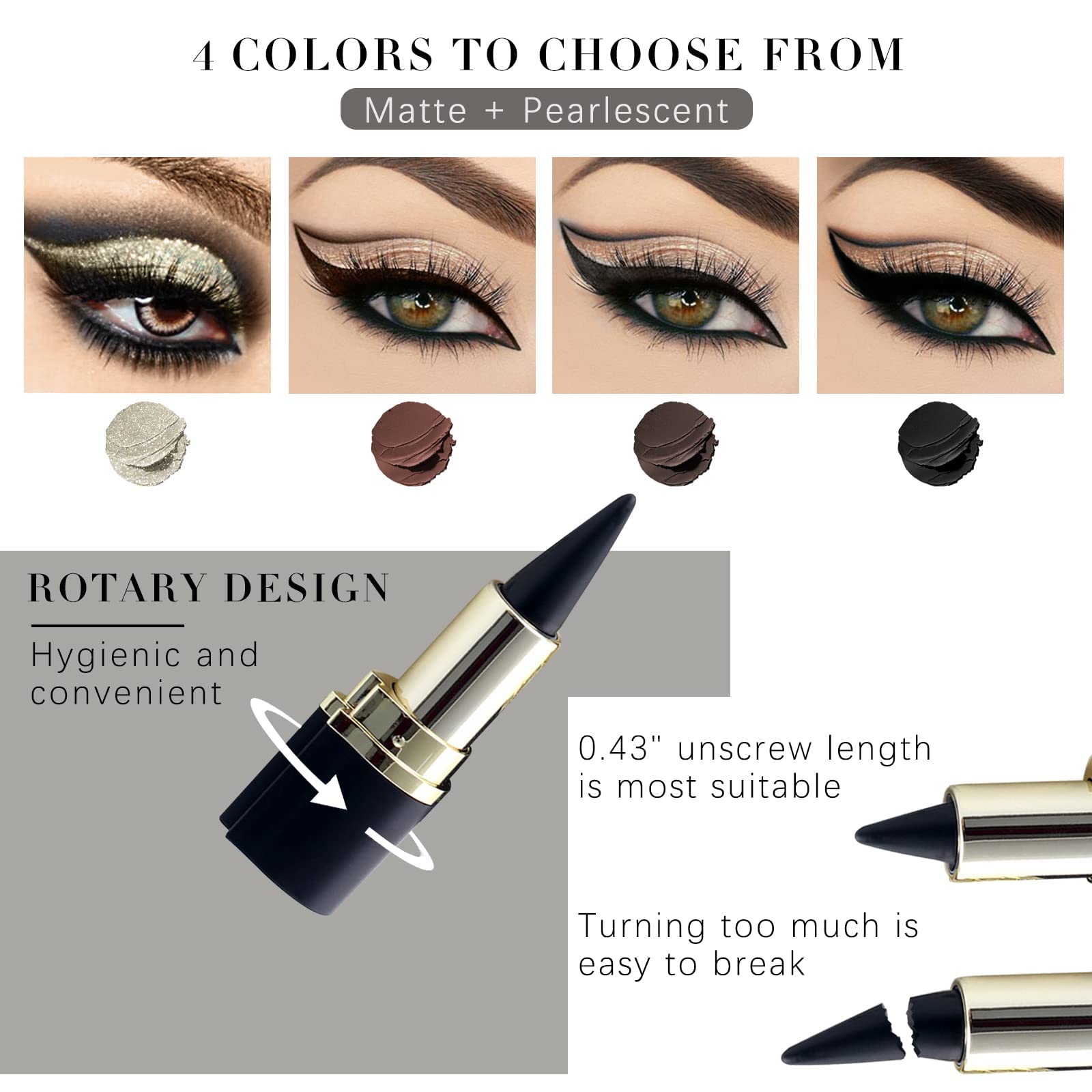 Miss Rose waterproof gel eyeliner pencils set