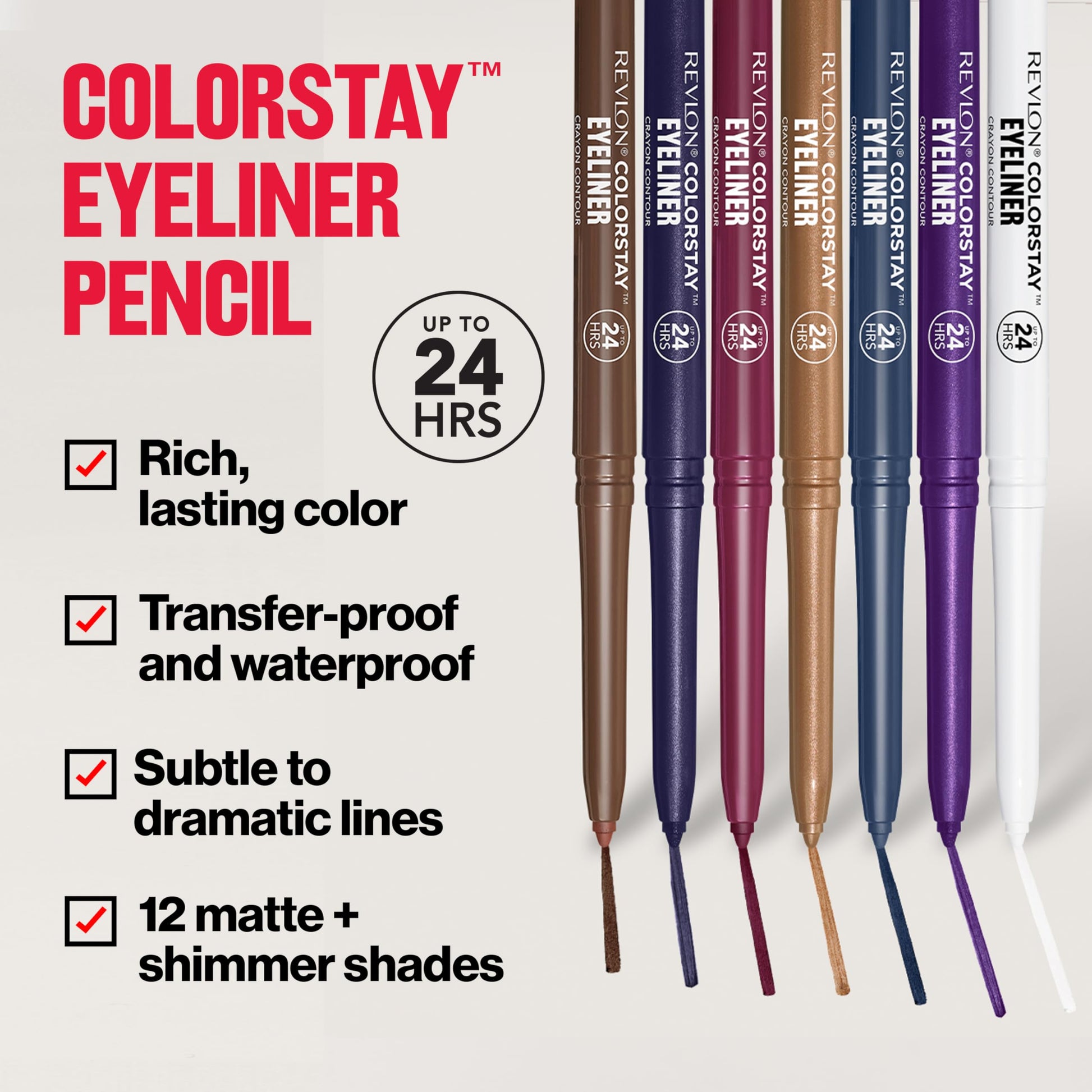 Close up of Revlon Black Violet eyeliner pencil texture
