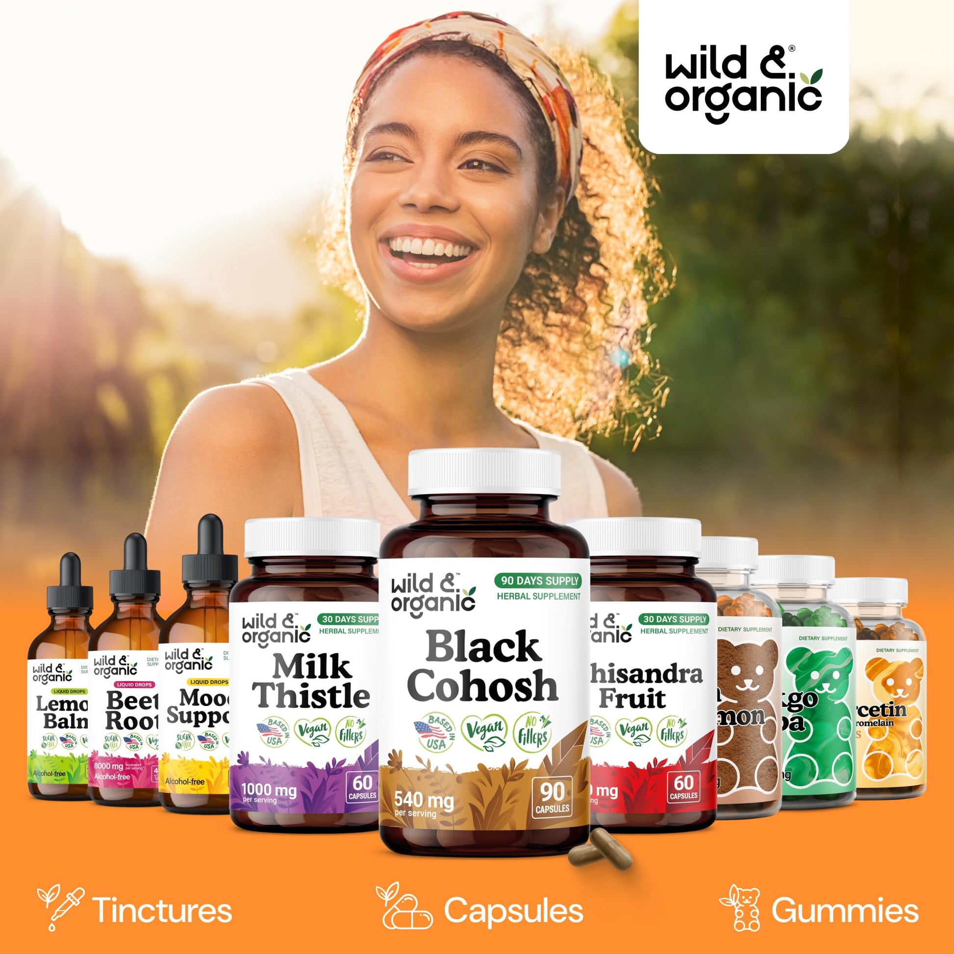 Wild & Organic Black Cohosh bottle showing 540mg dosage