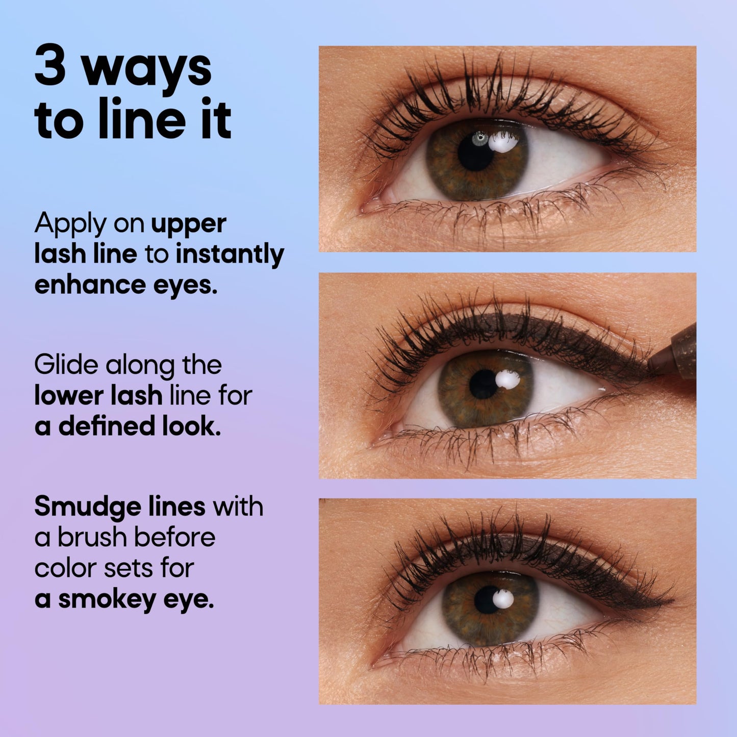 Professional eye makeup application with Almay gel pencil