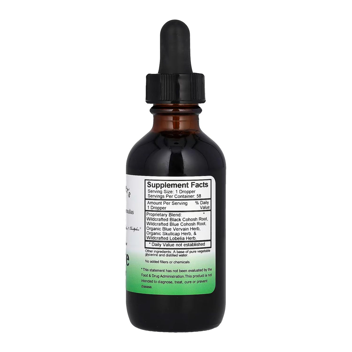 Christopher's Original Formulas Nerve Formula liquid herbal supplement label details