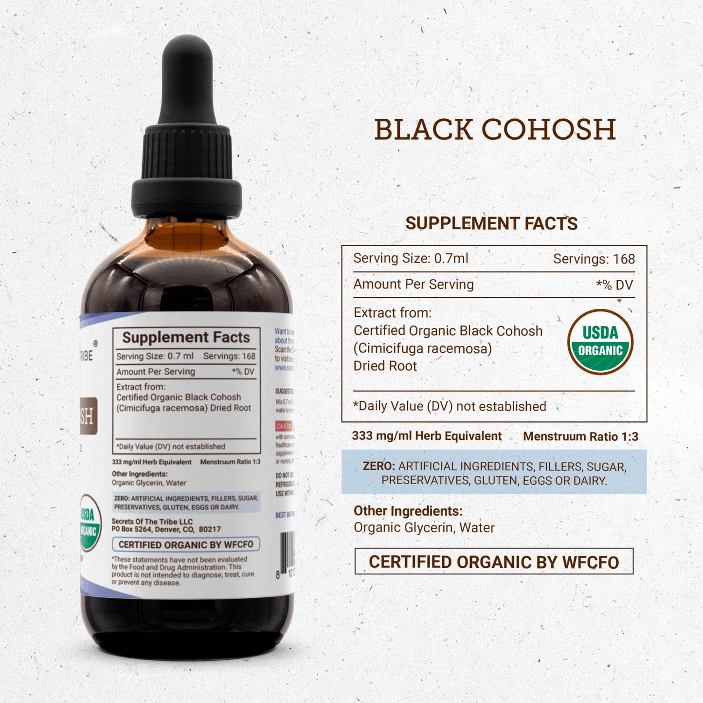 Side view of Secrets of the Tribe 4 Fluid Ounce bottle