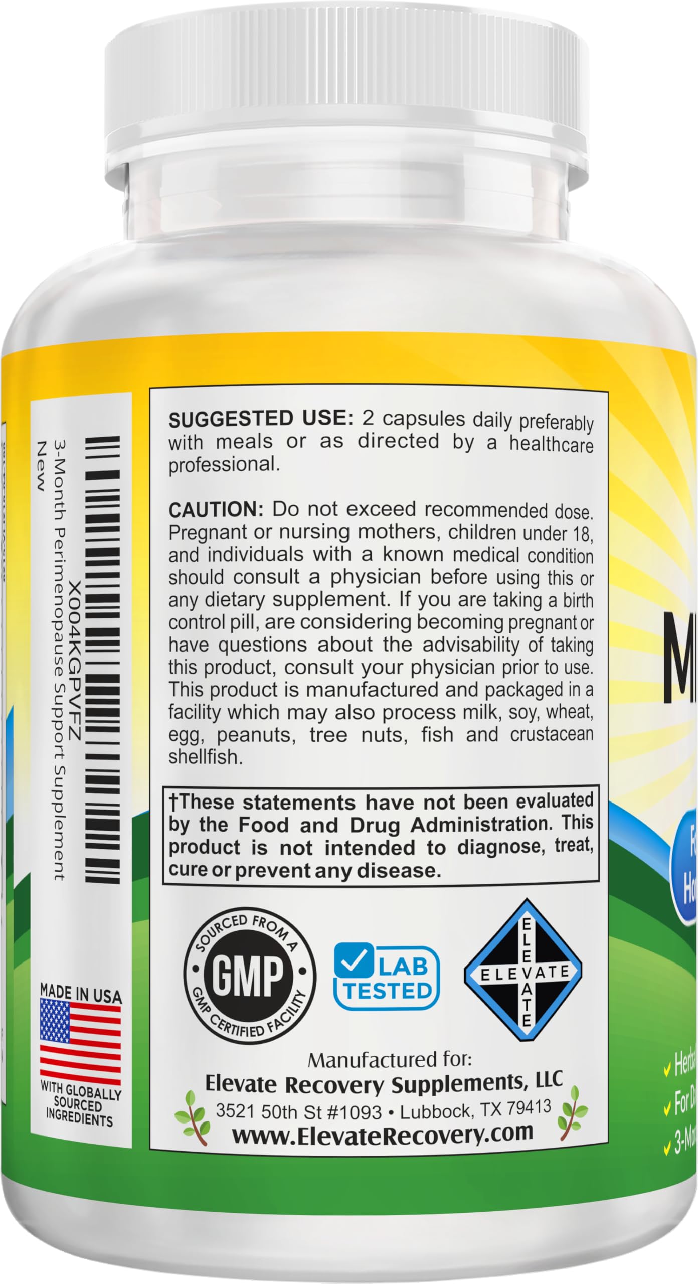 180 capsules bottle for 90-day hormonal support supply