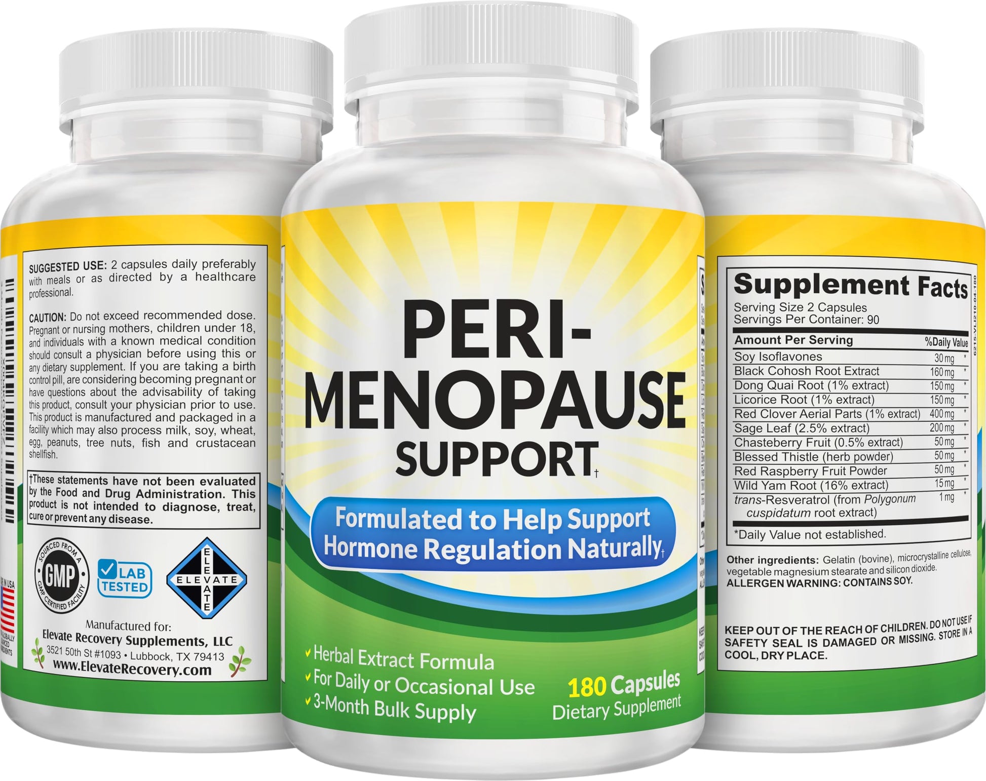 Elevate Recovery Supplements perimenopause herbal blend packaging