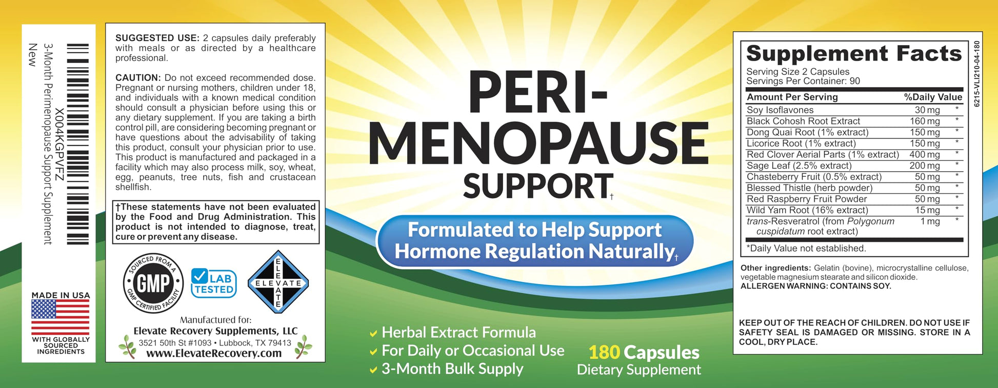 Close up of 11 herbal extract supplement facts