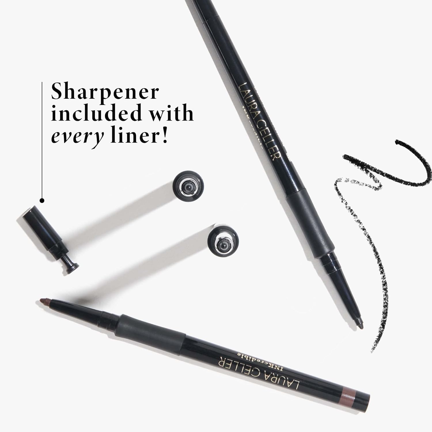 Laura Geller eyeliner pencil showing built-in sharpener feature