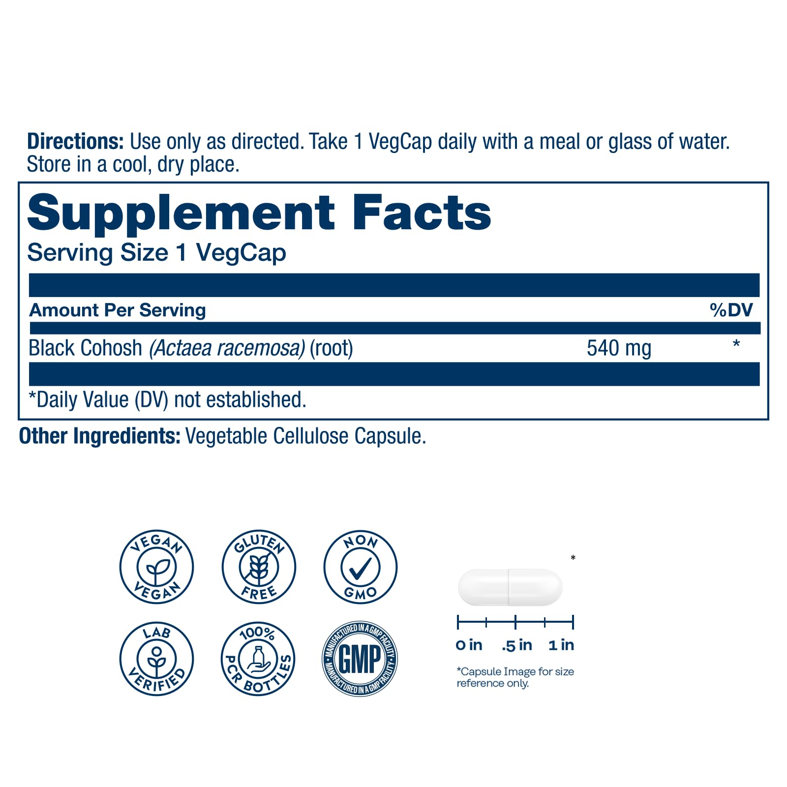 Solaray Black Cohosh 100 count vegetarian capsules bottle