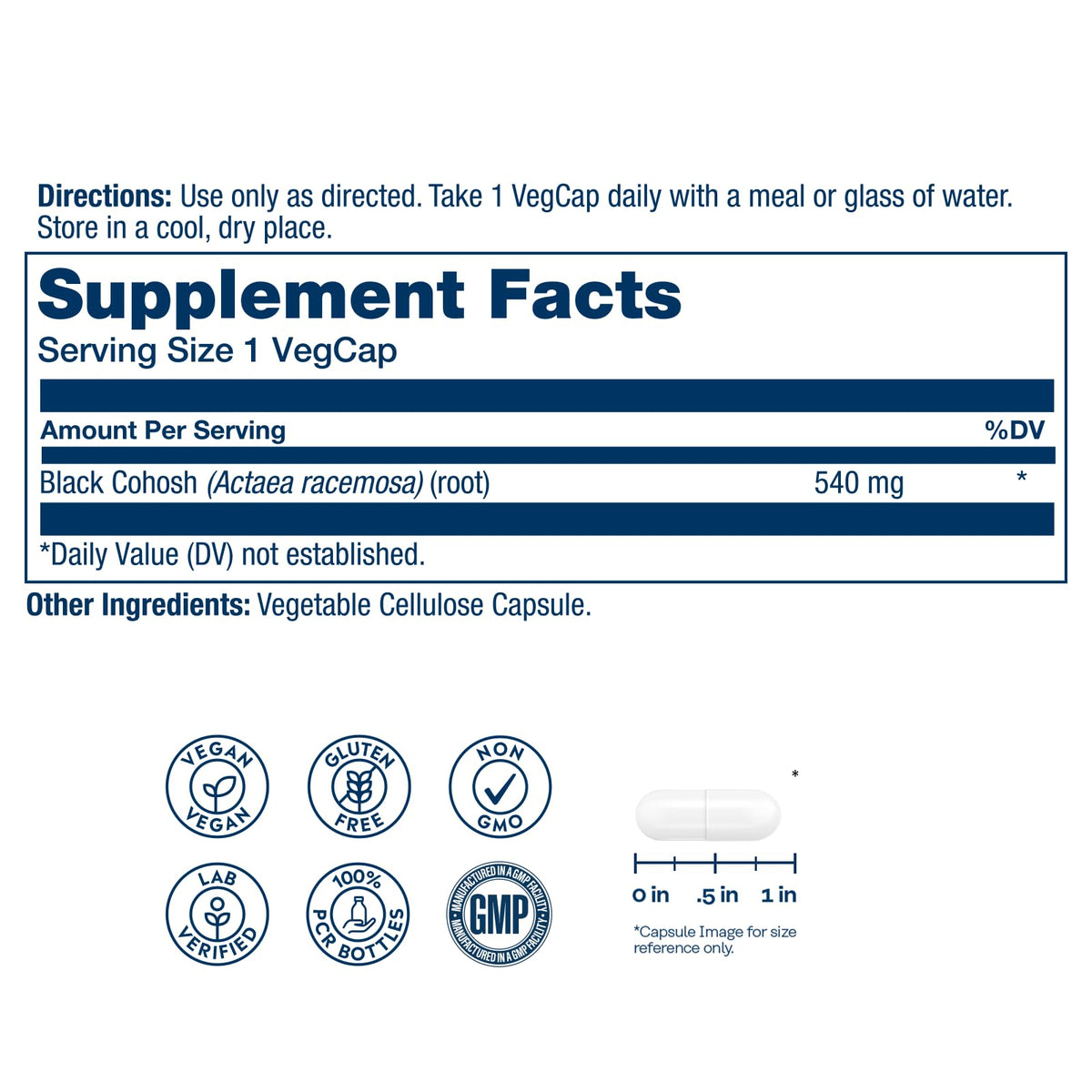 Solaray Black Cohosh 100 count vegetarian capsules bottle
