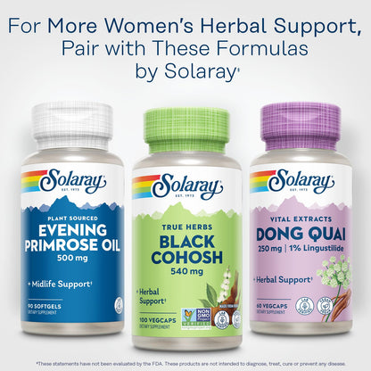Side view of Solaray Black Cohosh 540 mg supplement