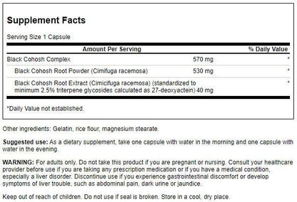 Swanson Black Cohosh herbal supplement bottle for menopause support