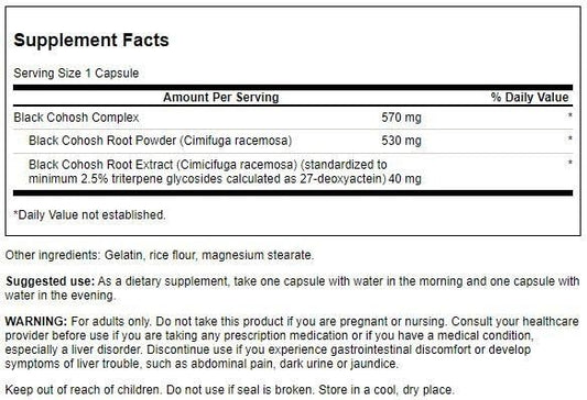 Swanson Black Cohosh herbal supplement bottle for menopause support