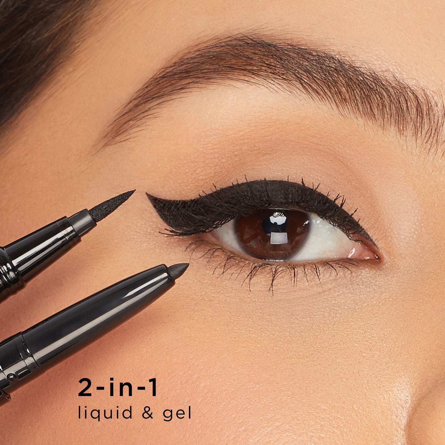 Close up of Tarte double ended eyeliner caps removed