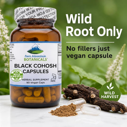 Pure Mountain Botanicals Black Cohosh vegan capsules bottle