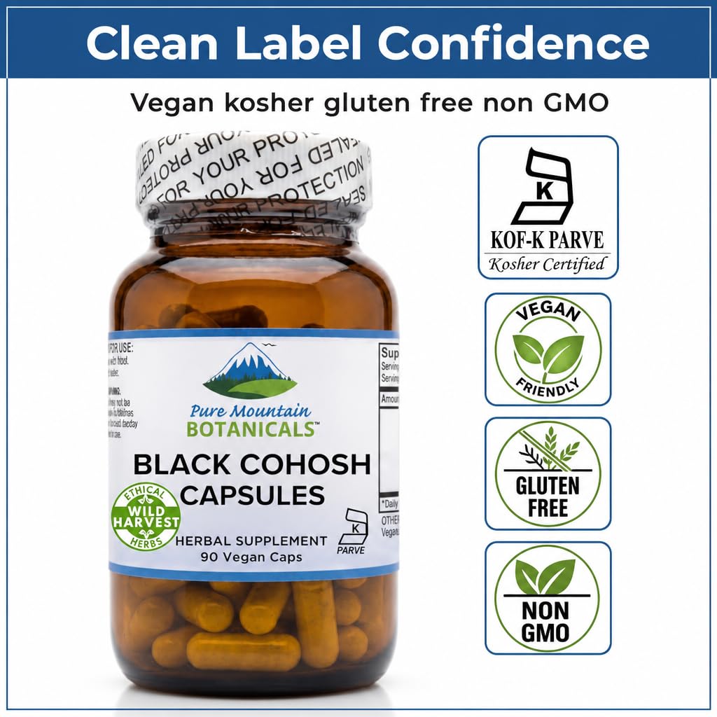 Side profile of Pure Mountain Botanicals herbal supplement bottle