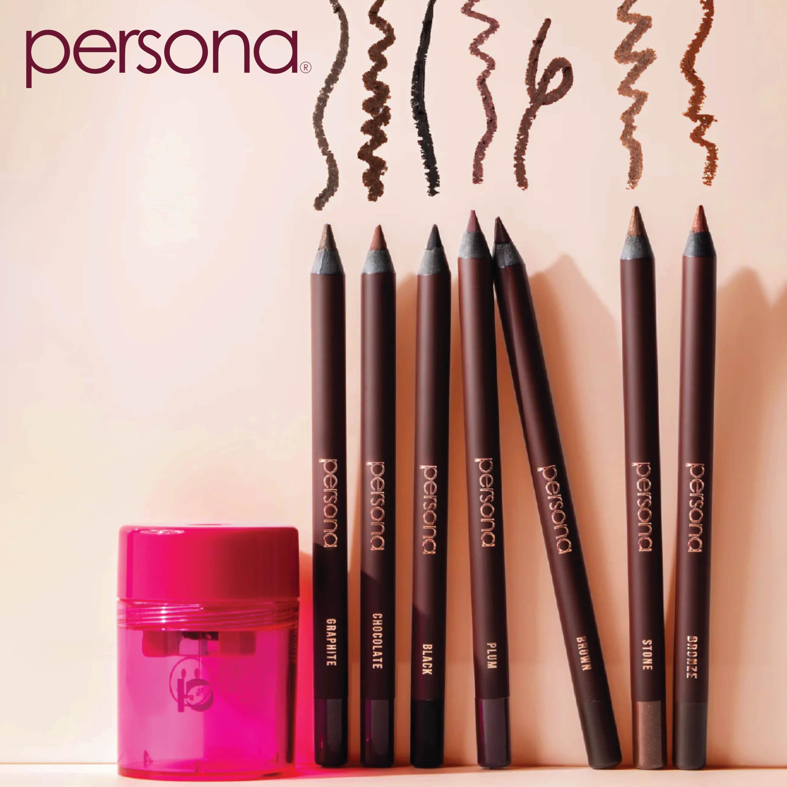 Close up of Persona 24hr Plum eyeliner pencil tip and texture