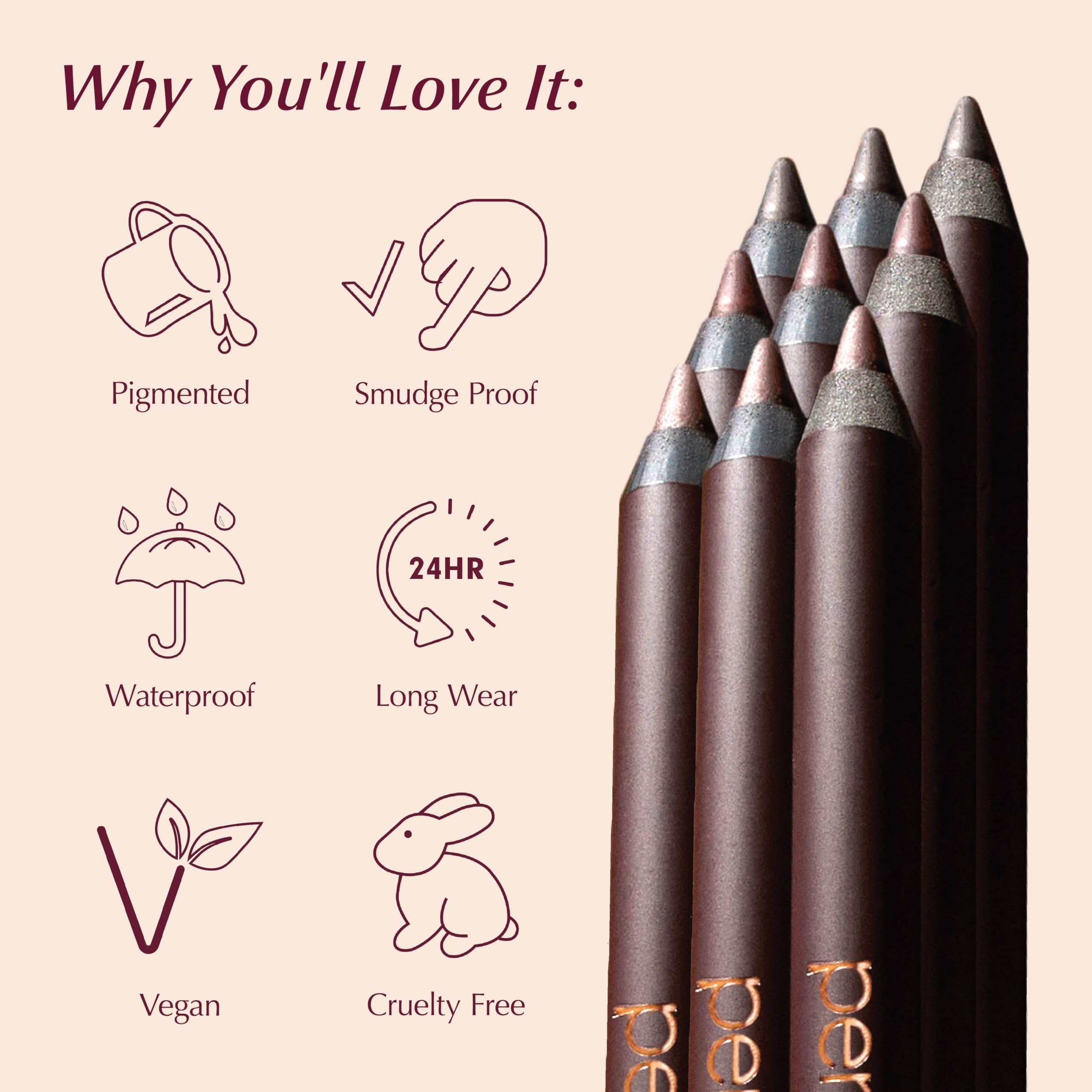 Persona eyeliner pencil displayed with its sharpenable cap
