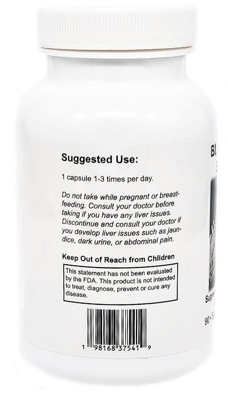 Back of Supreme Nutrition Black Cohosh bottle showing ingredients