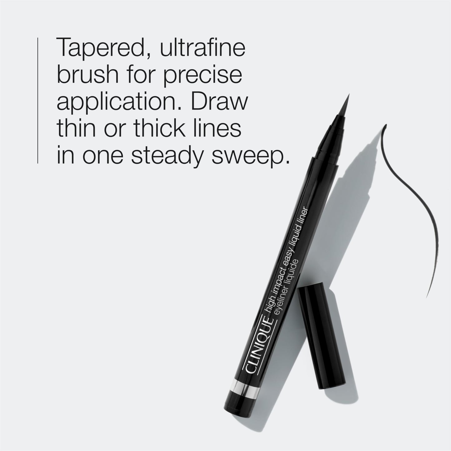 Precision brush tip of the Clinique smudge resistant eyeliner highlighting the tapered fine bristles.