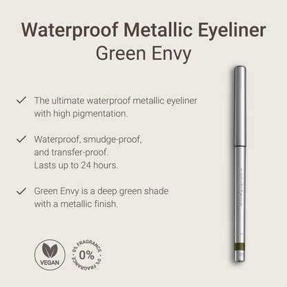 Close up of Sandstone Scandinavia green metallic eyeliner tip