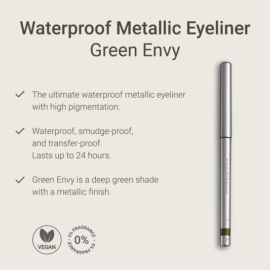 Close up of Sandstone Scandinavia green metallic eyeliner tip