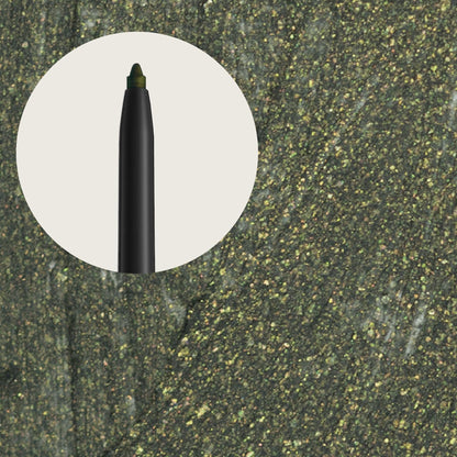 Swatch of Sandstone Scandinavia Green Envy metallic waterproof eyeliner
