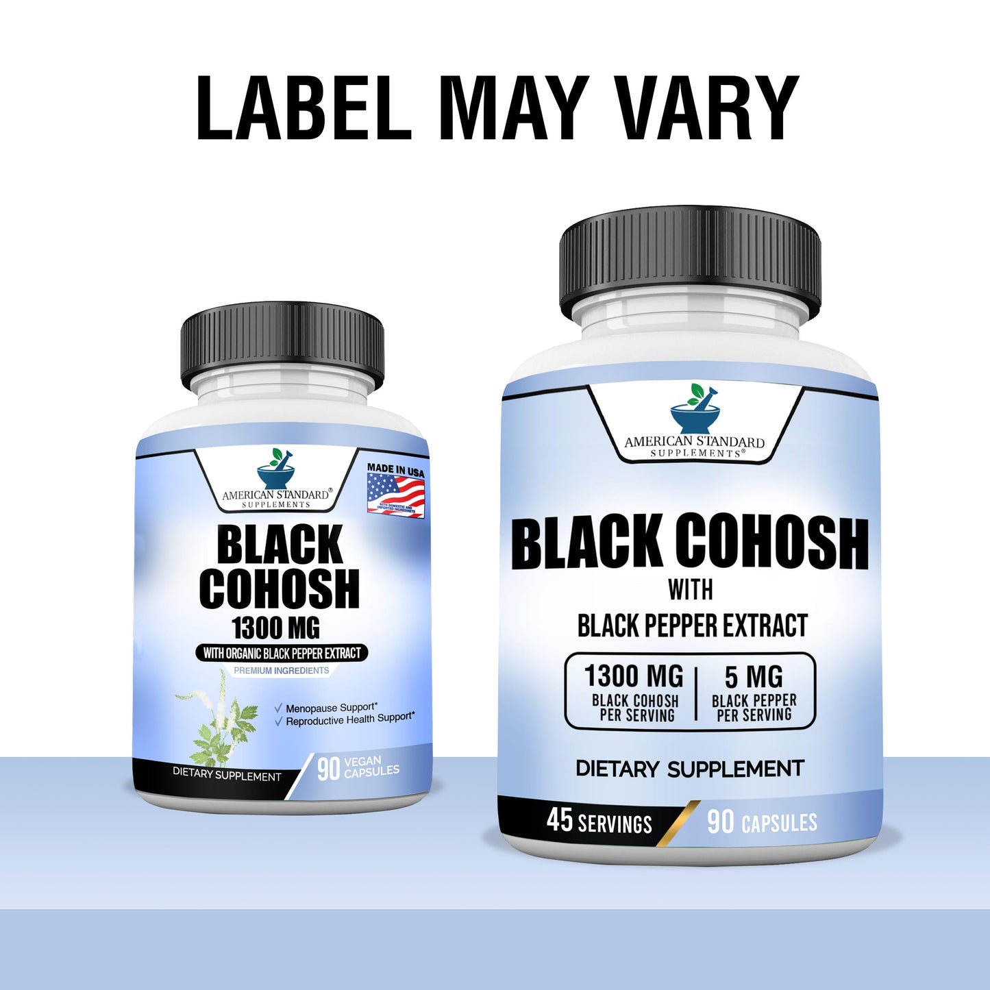 Label details of American Standard Supplements Black Cohosh herbal capsules