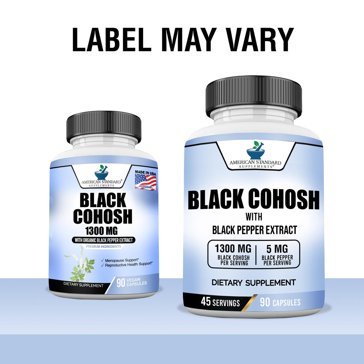 Label details of American Standard Supplements Black Cohosh herbal capsules