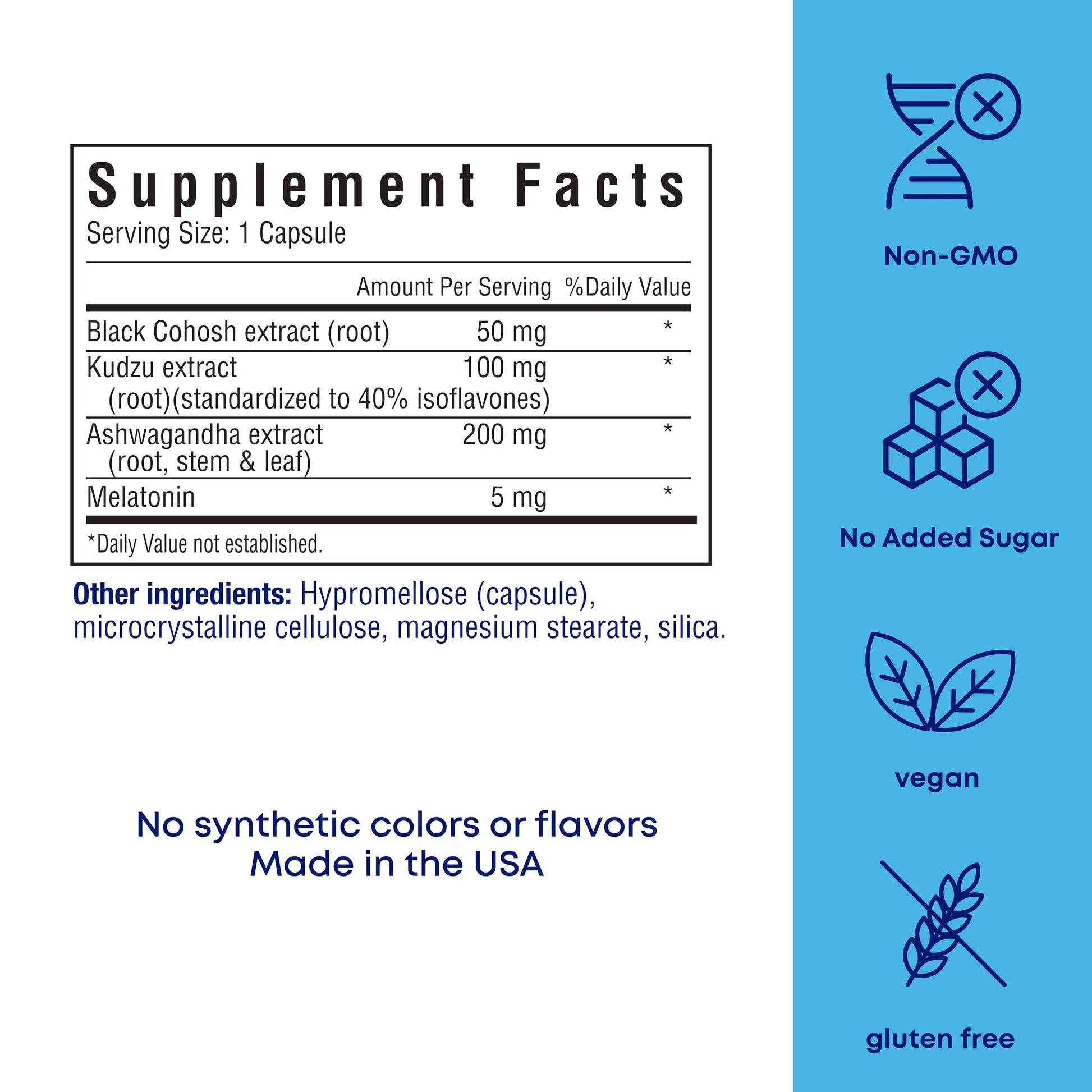 Her Own Cool Nite supplement facts label