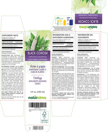 Naturalma Black Cohosh 4 fluid ounce bottle label details